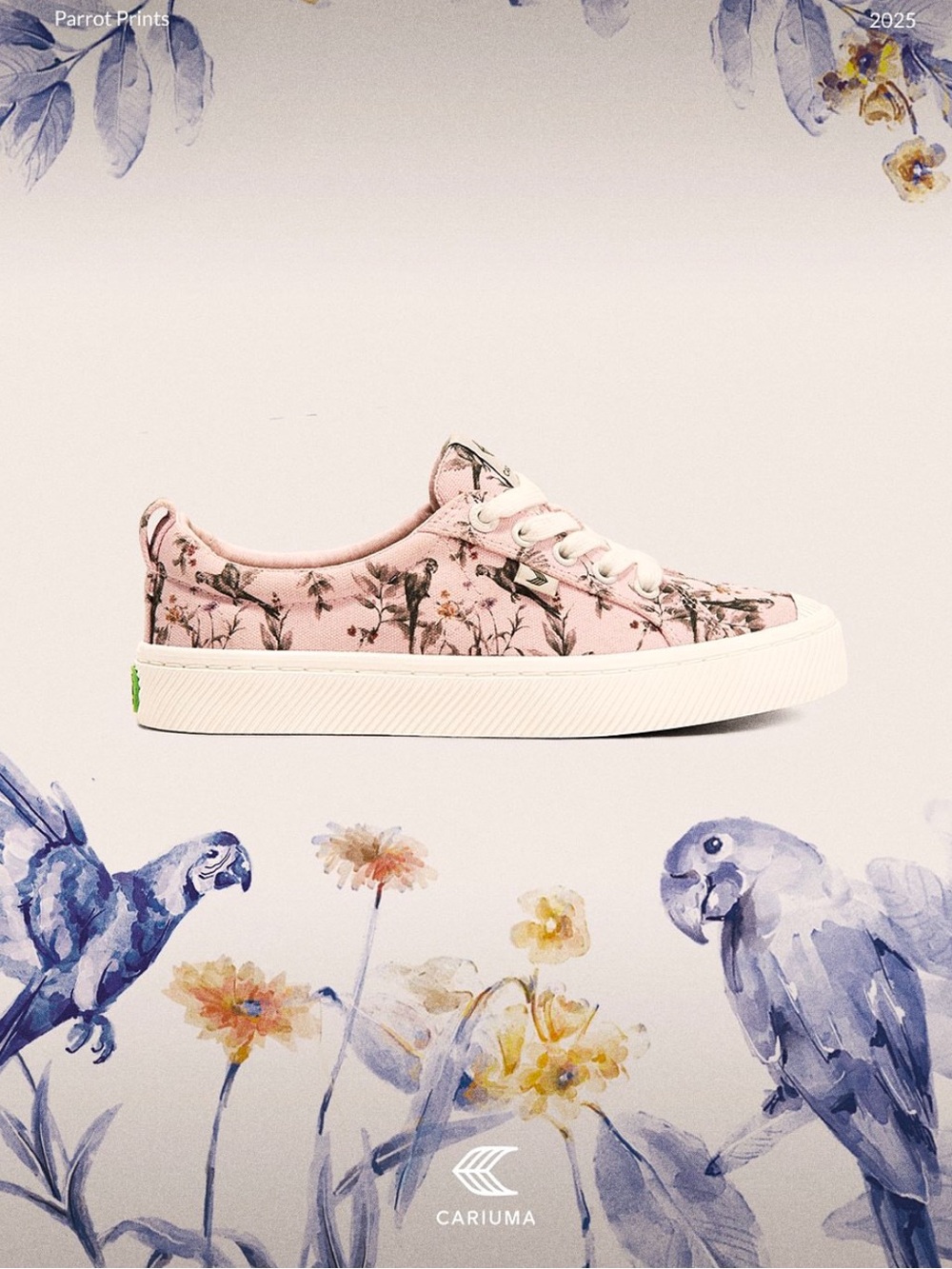 Cariuma Pink Floral Canvas Sneakers size 8.5